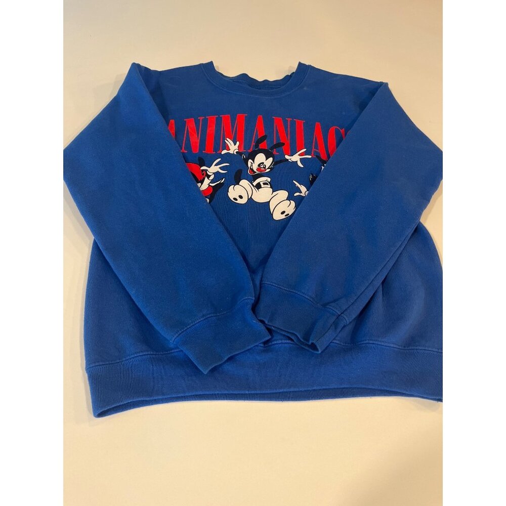 Vintage Animaniacs Blue Sweatshirt With Colorful Cartoon Print & Bold Red Logo S